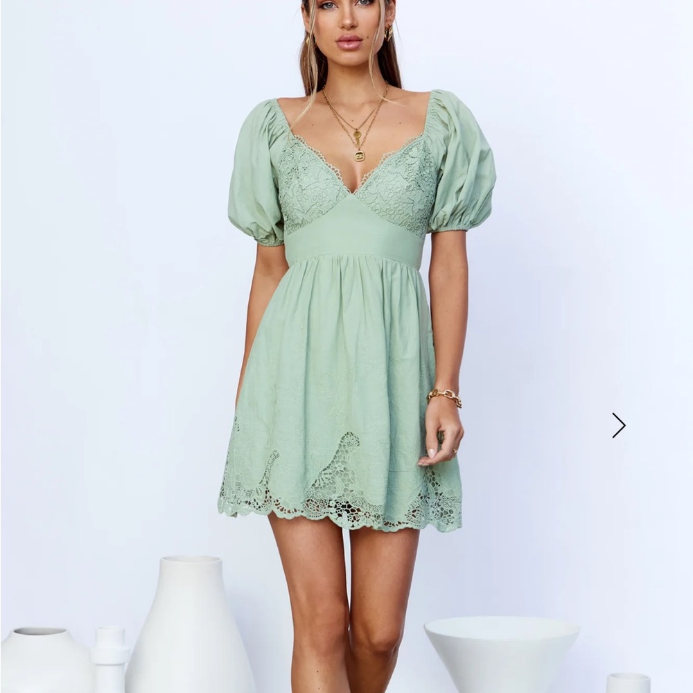 Hello Molly Mint Green Lace Mini Dress